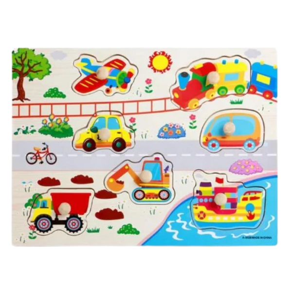 VEHICLES WOODEN KNOB PUZZLES