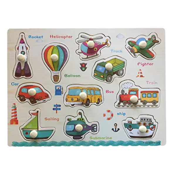 TRANSPORTATION WOODEN KNOB PUZZLES