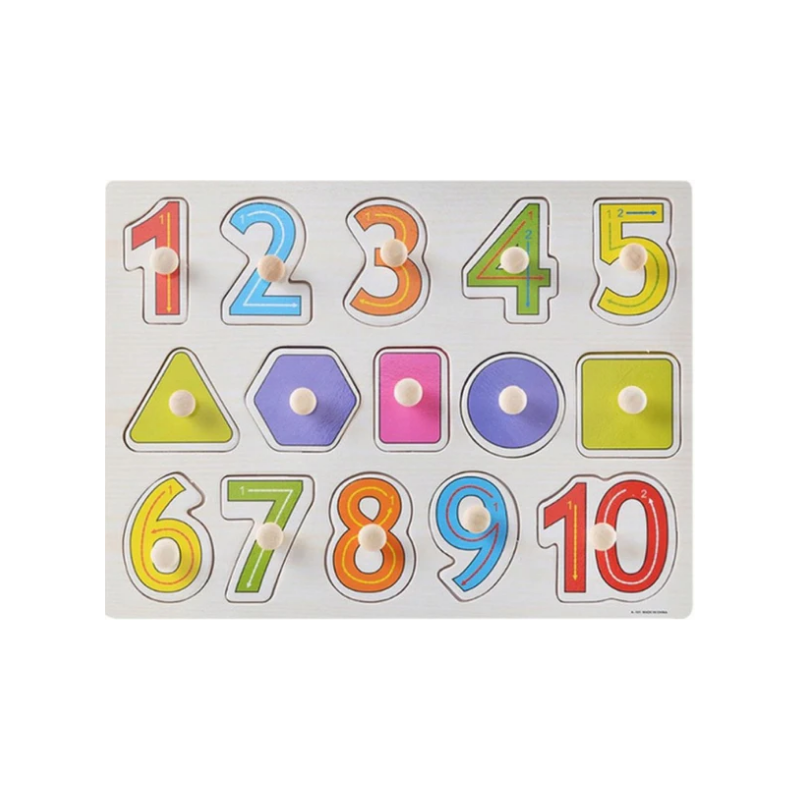 Numbers & Shapes Wooden Knob Puzzles – Leah
