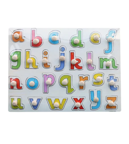 SMALL ALPHABETS WOODEN KNOB PUZZLE