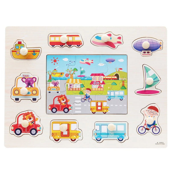 Transportation B Wooden Knob Puzzles