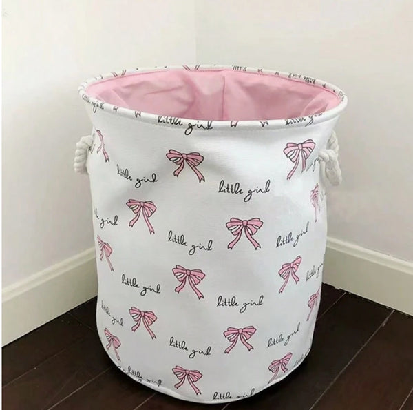 Little Girl Storage Basket - White