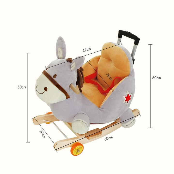 Plush Horse 2 in 1 Rocker with Wheels & Handle - Leah