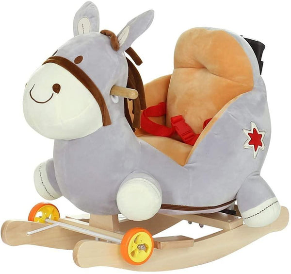 Plush Horse 2 in 1 Rocker with Wheels & Handle - Leah