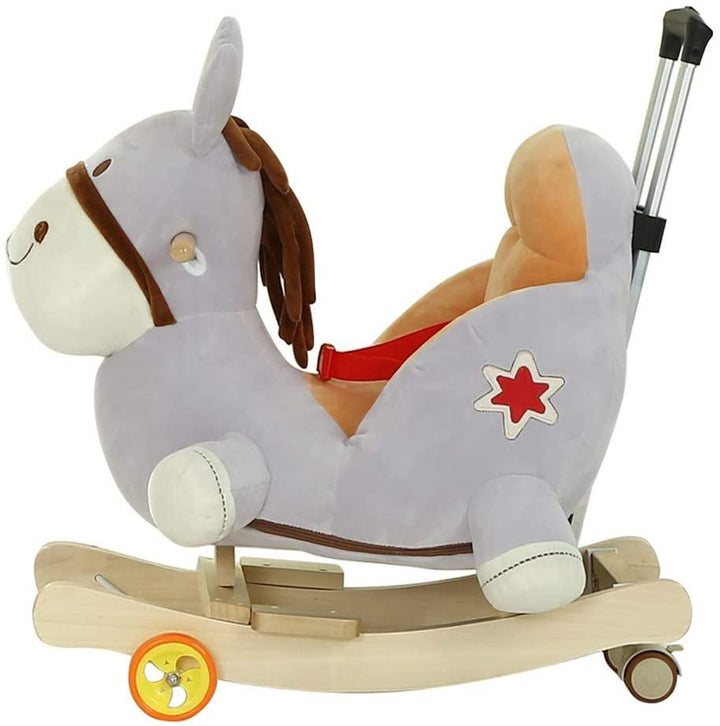 Plush Horse 2 in 1 Rocker with Wheels & Handle - Leah