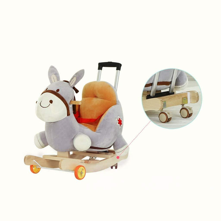 Plush Horse 2 in 1 Rocker with Wheels & Handle - Leah