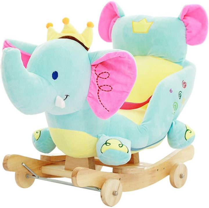 Plush Elephant 2 in 1 Rocker with Wheels & Handle - Leah