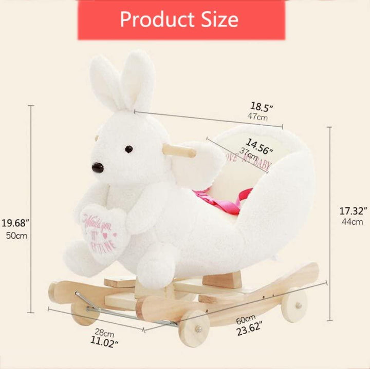 Plush Valentine Bunny 2 in 1 Rocker with Wheels & Handle - Leah