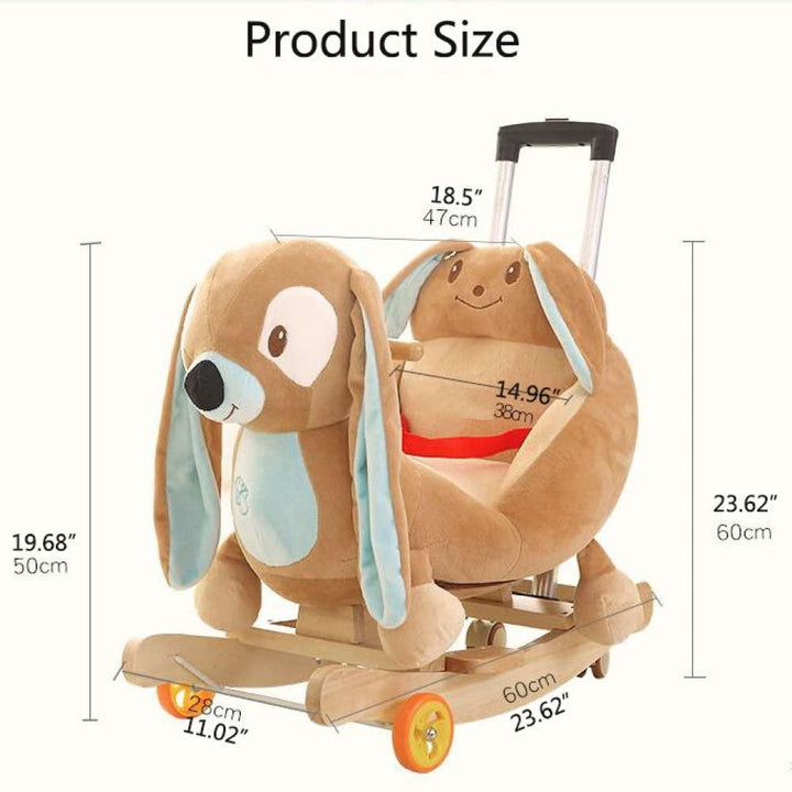 Plush Dog 2 in 1 Rocker with Wheels & Handle - Leah