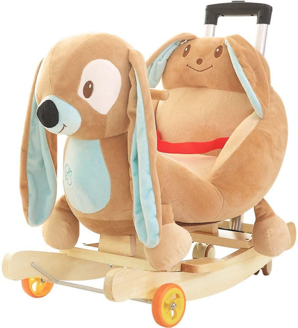 Plush Dog 2 in 1 Rocker with Wheels & Handle - Leah