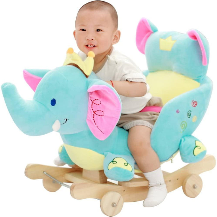 Plush Elephant 2 in 1 Rocker with Wheels & Handle - Leah