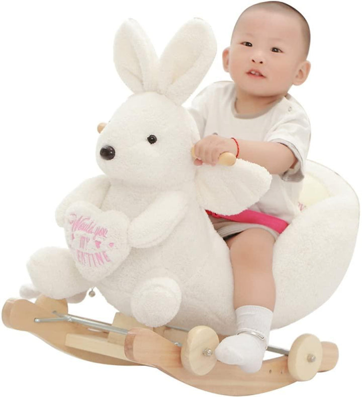 Plush Valentine Bunny 2 in 1 Rocker with Wheels & Handle - Leah