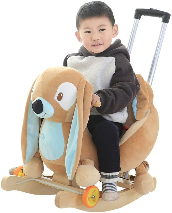 Plush Dog 2 in 1 Rocker with Wheels & Handle - Leah