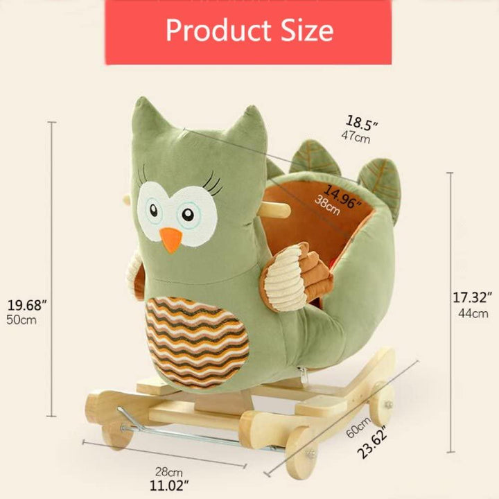 Plush Owl 2 in 1 Rocker with Wheels & Handle - Leah