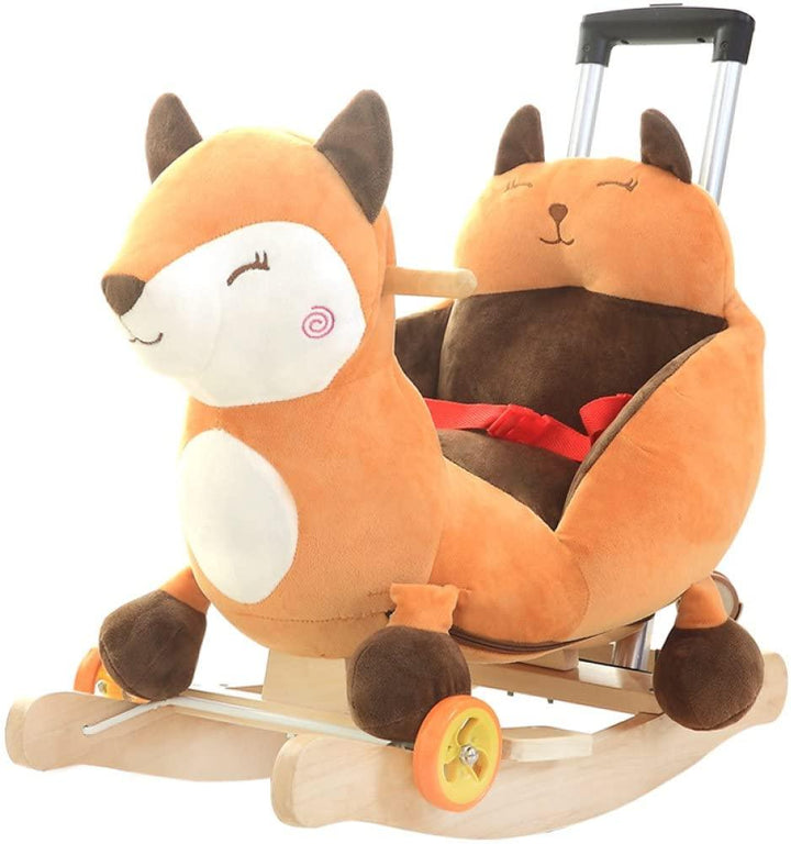 Plush Fox 2 in 1 Rocker with Wheels & Handle - Leah