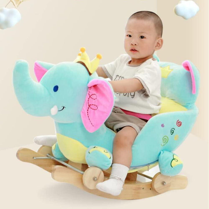 Plush Elephant 2 in 1 Rocker with Wheels & Handle - Leah