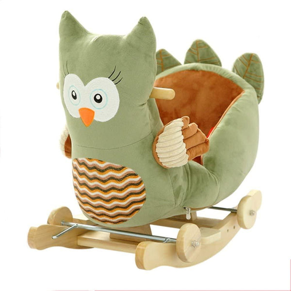 Plush Owl 2 in 1 Rocker with Wheels & Handle - Leah