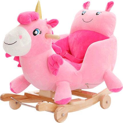 Plush Unicorn 2 in 1 Rocker with Wheels & Handle - Leah