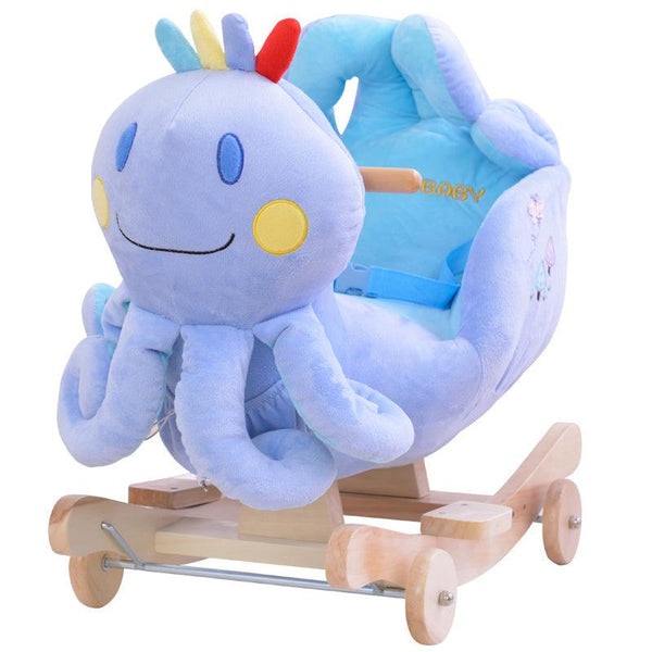 Plush Octopus 2 in 1 Rocker with Wheels & Handle - Leah